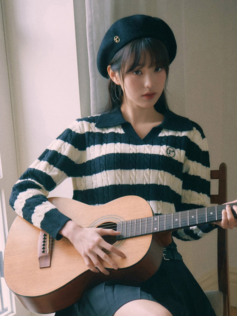 ROLAROLA COLLAR STRIPE BOARDER KNIT