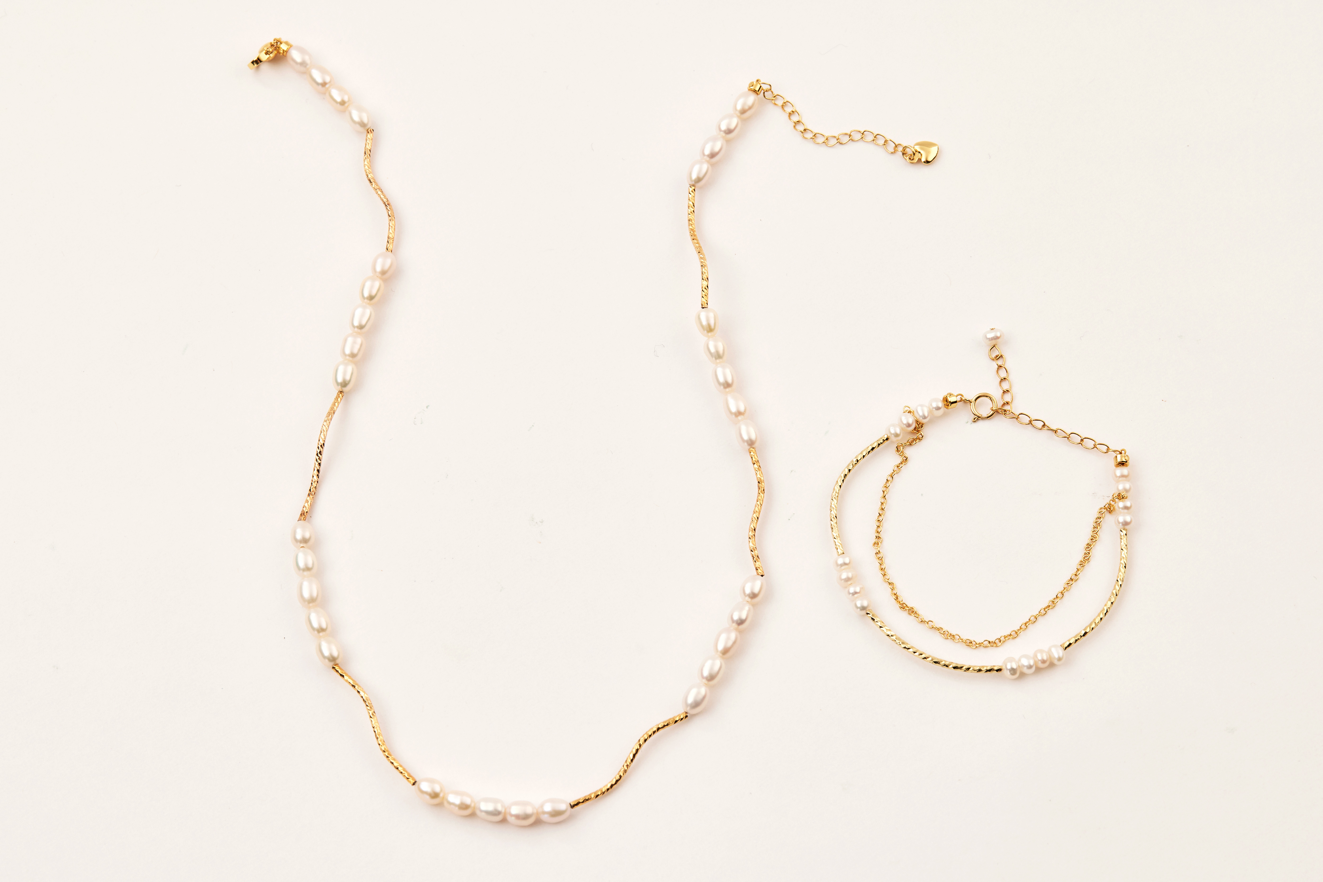 14kgf淡水珍珠壓紋項鍊