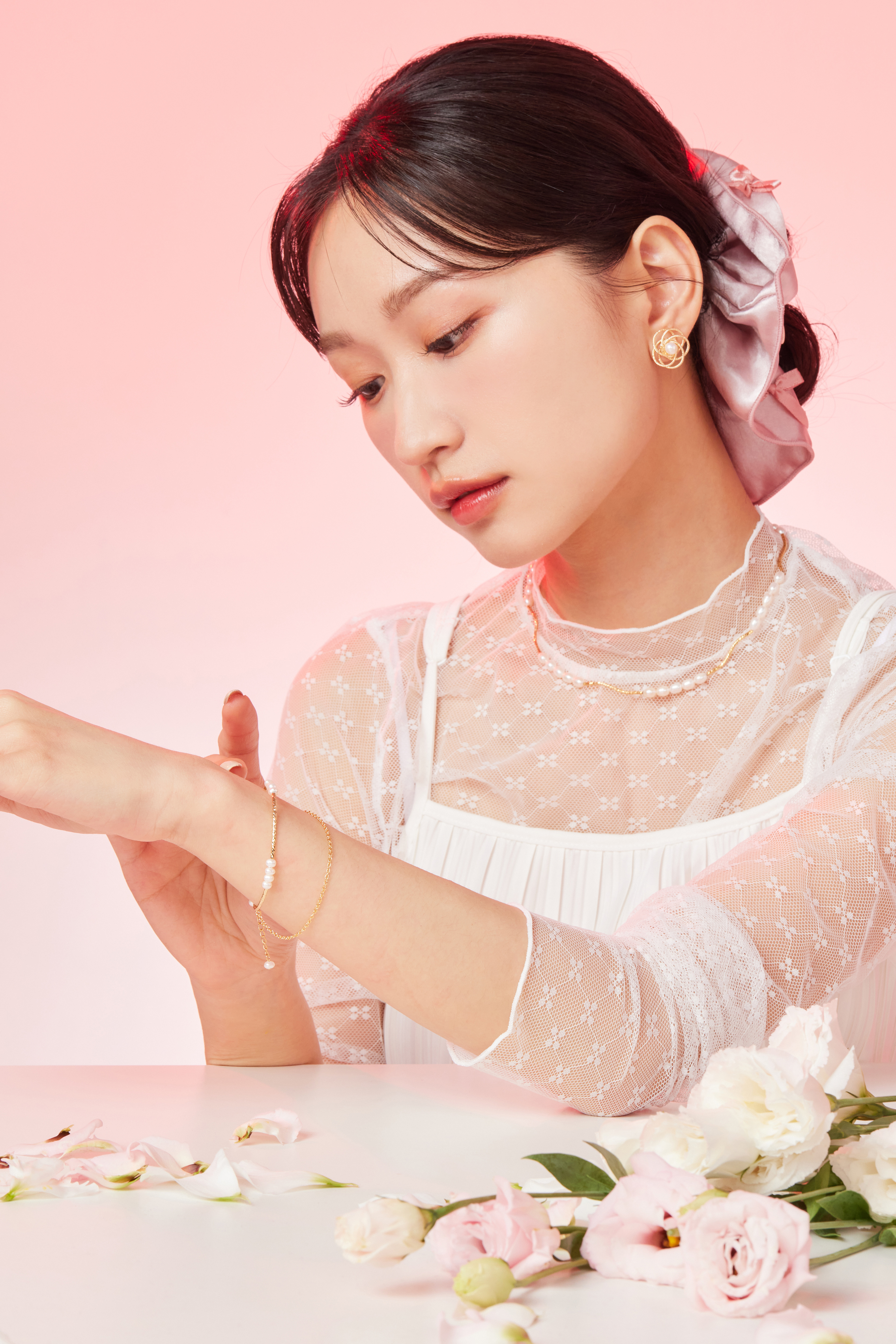 14kgf淡水珍珠壓紋項鍊