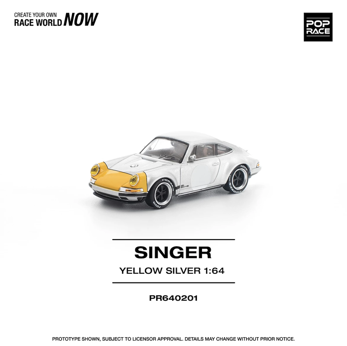 【預訂】Pop Race 1/64 Singer 911 Sccs Homage Yellow/Silver  (PR640201)