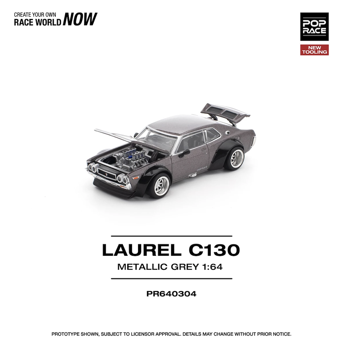【預訂】Pop Race 1/64 Laurel C130 Metallic Grey (New Tooling)  (PR640304)