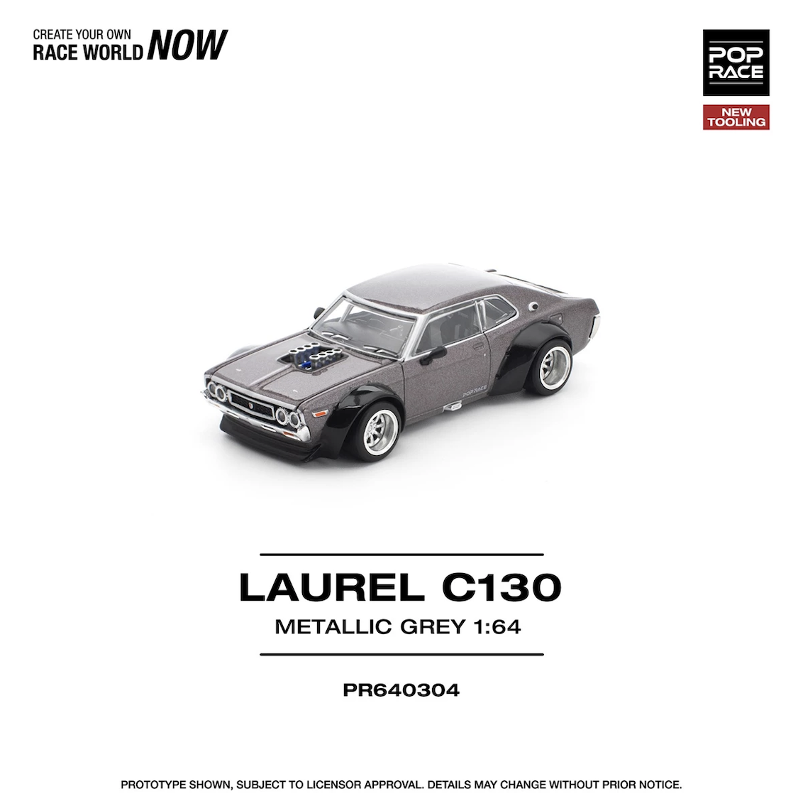 【預訂】Pop Race 1/64 Laurel C130 Metallic Grey (New Tooling)  (PR640304)