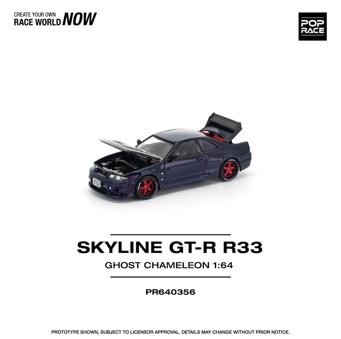 【預訂】Pop Race 1/64 Skyline GT-R R33 Ghost Chameleon  (PR640356)
