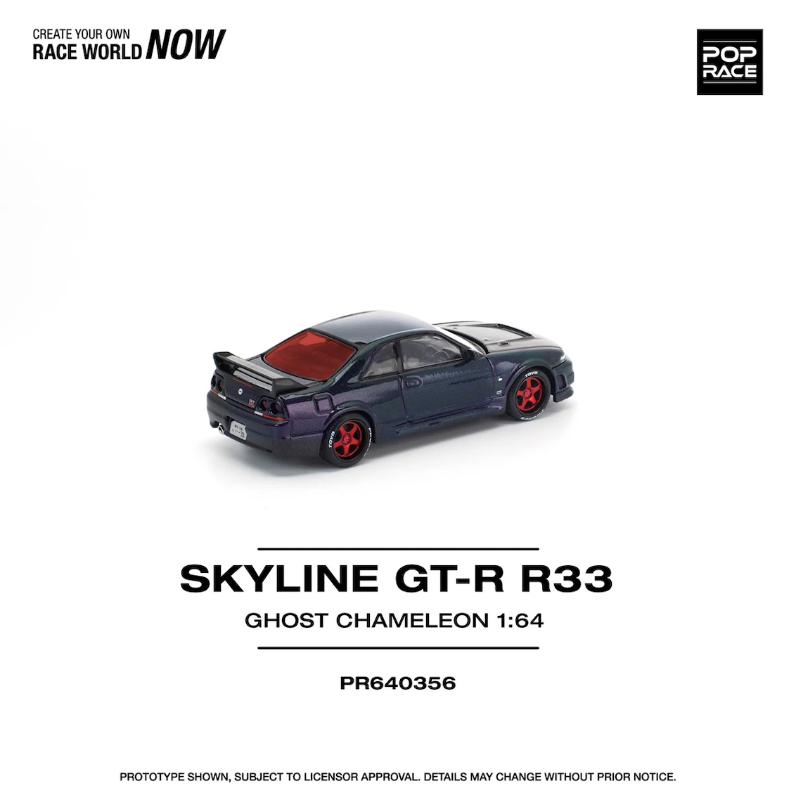 【預訂】Pop Race 1/64 Skyline GT-R R33 Ghost Chameleon  (PR640356)