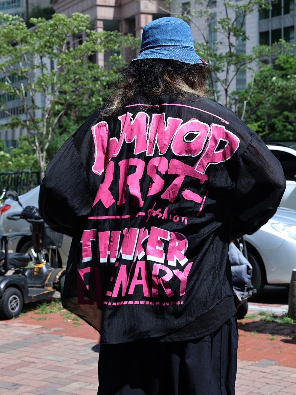 字母印花透視襯衫