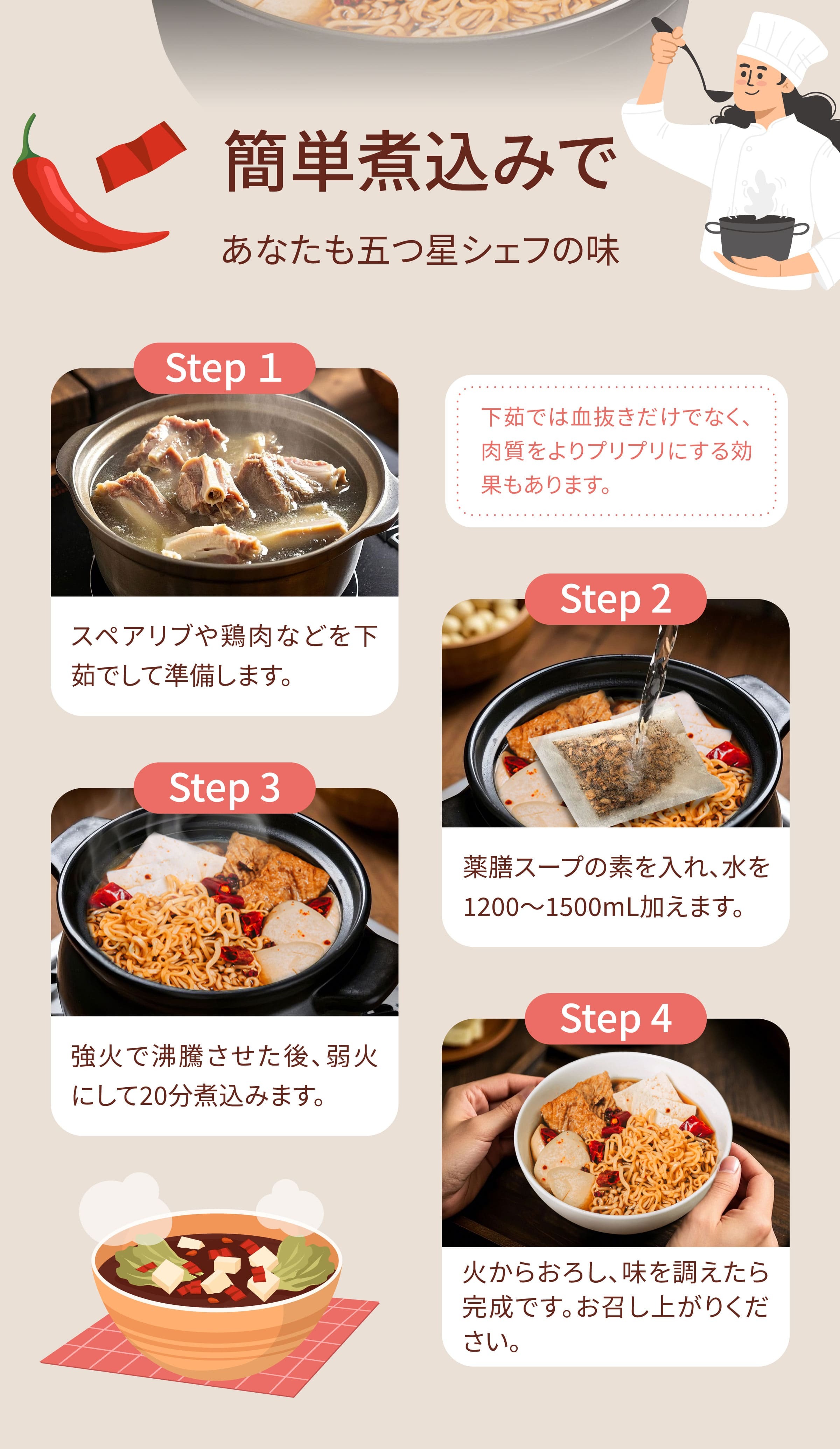 Dengyi 漢方麻辣スープキットの淹れ方