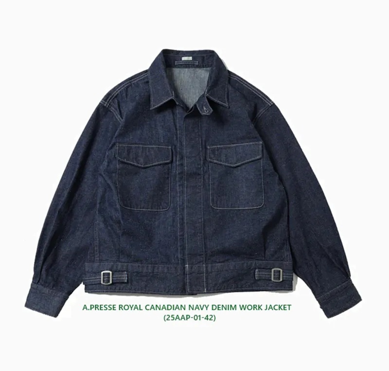 A.PRESSE 2025 ROYAL CANADIAN NAVY DENIM WORK JACKET (25AAP-01-42) - PRE ORDER ITEM (預訂中)
