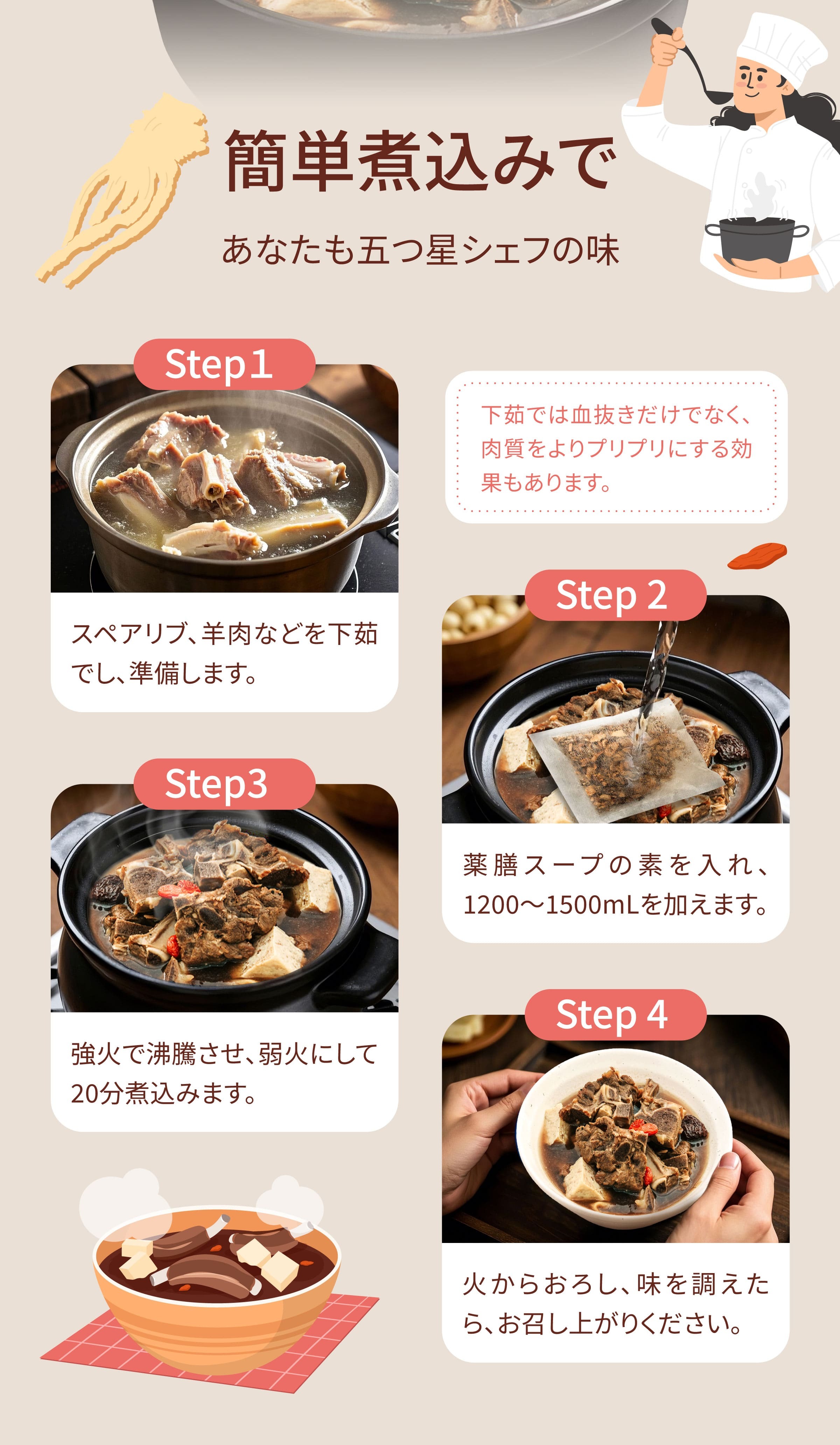Dengyi羊肉鍋漢方スープキットの淹れ方