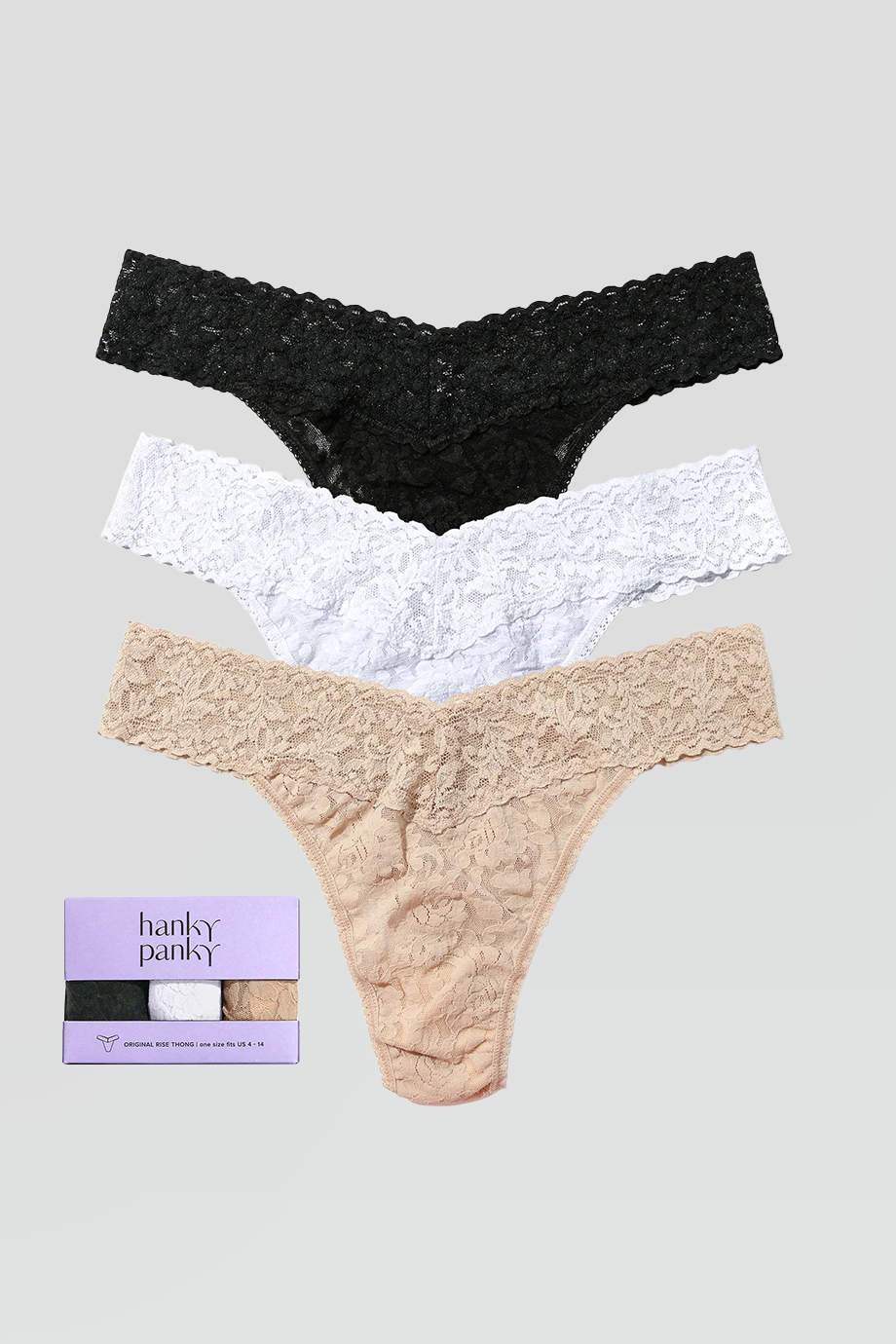 Hanky Panky｜Signature Lace® 蕾絲丁字褲-3入組