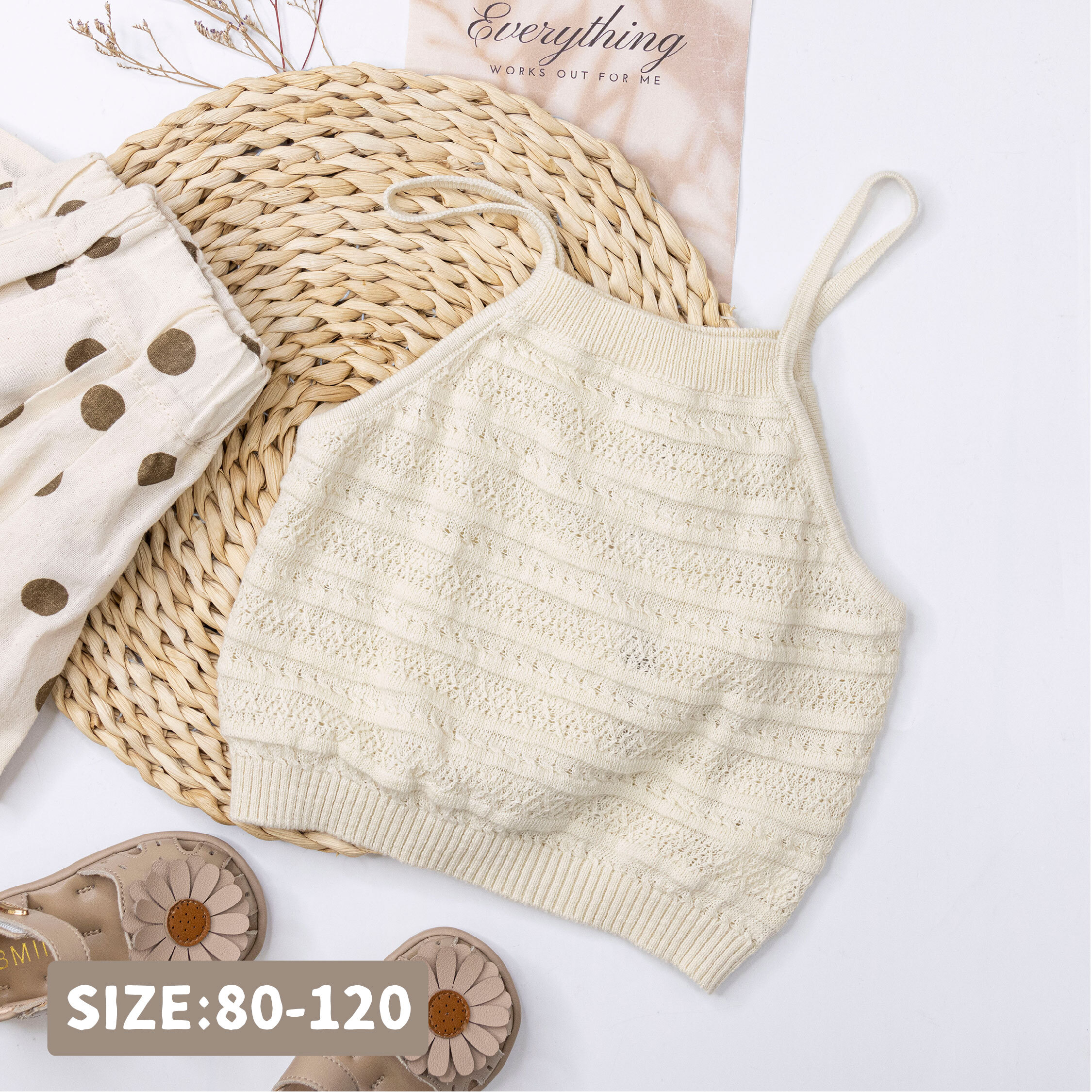 【H50748】質感針織後開岔設計背心/上衣