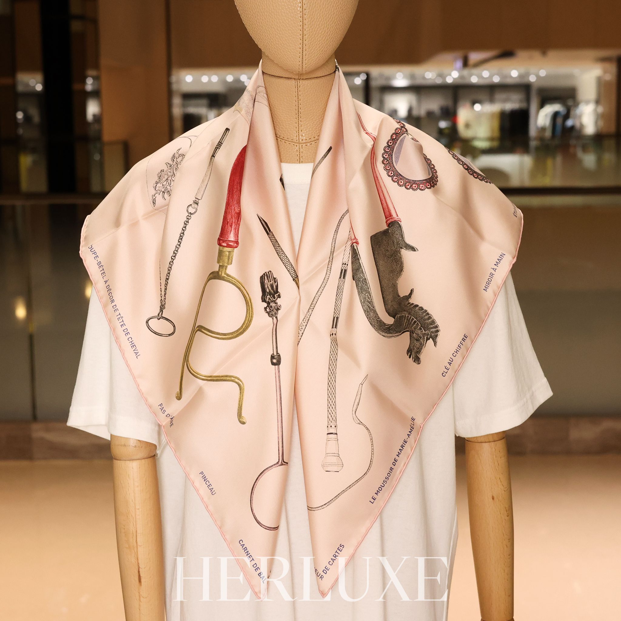 Nous sommes inseparables rose the / rouge H / bronze  scarf 100%soie 90x90cm