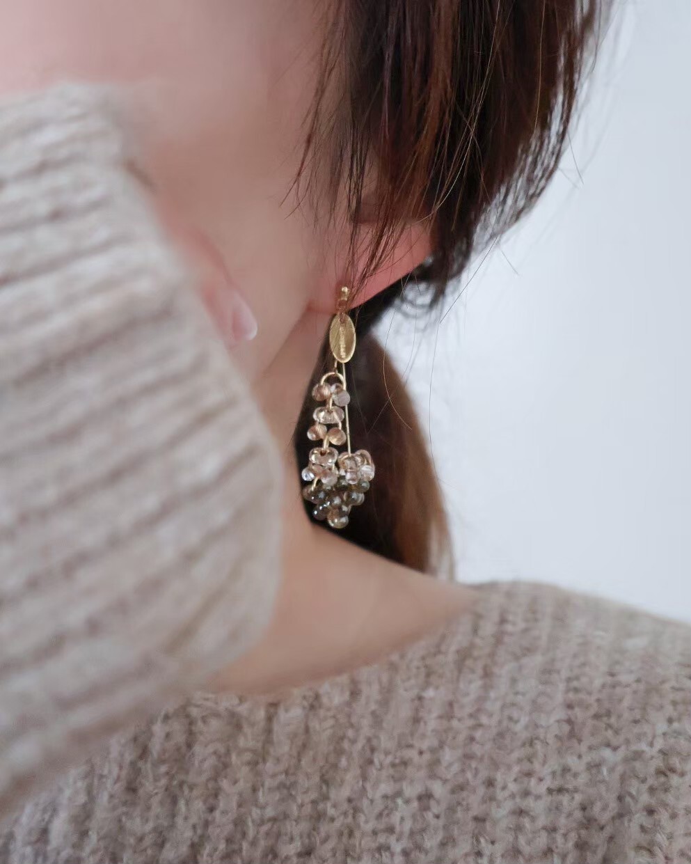 [glowglad] ruban | 棕色 | 耳針 | NO.67