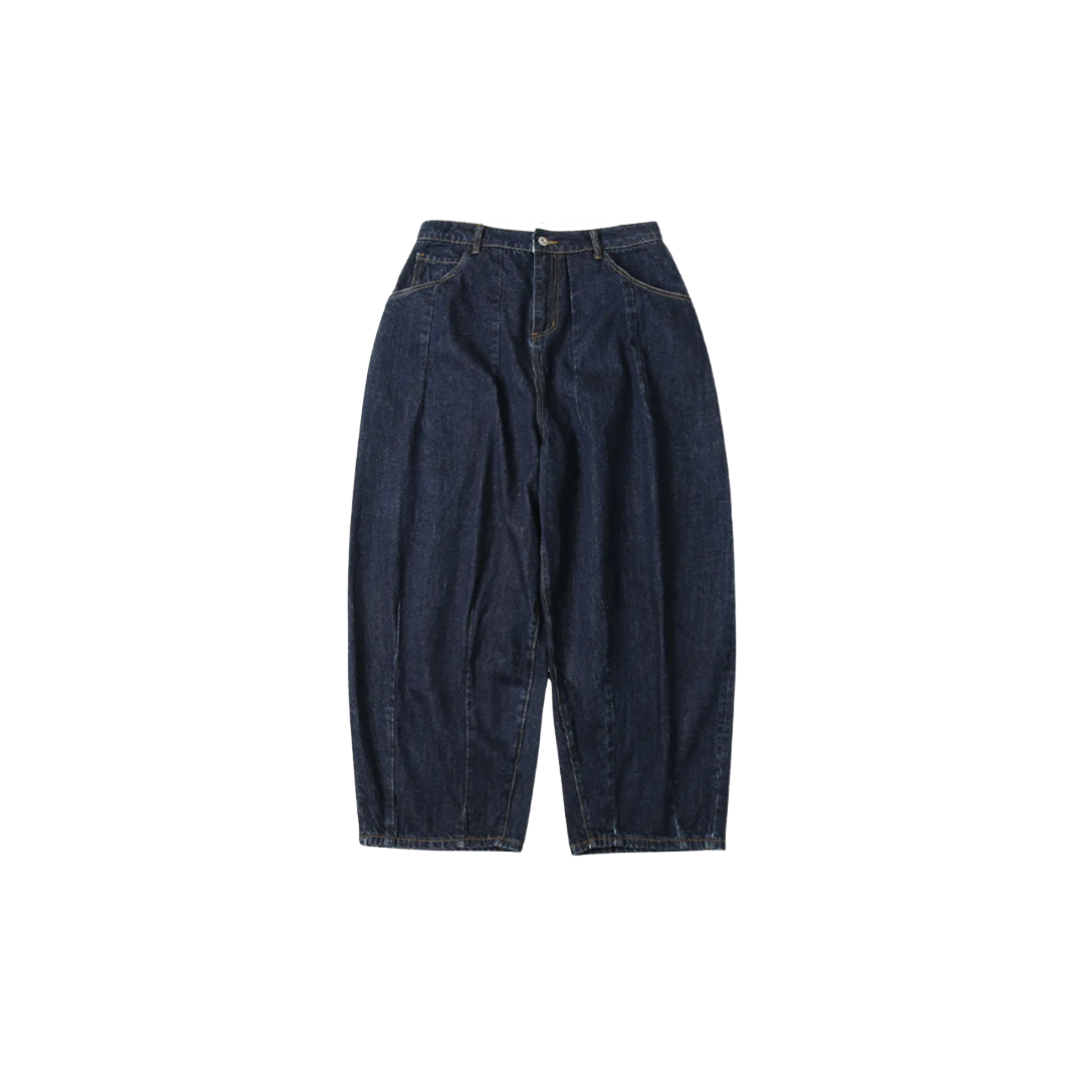 A.A JP DarkDenim BaggyPants 日系繭型打褶牛仔褲