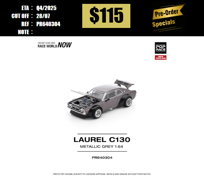 PO-$115 * POP RACE * 1:64 LAUREL C130 METALLIC GREY [OD17/07]