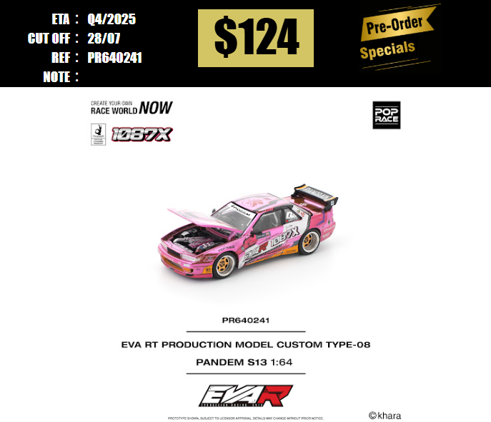 PO-$124 * POP RACE * 1:64 PANDEM SILVIA S13 EVA RT PRODUCTION MODEL CUSTOM TYPE-08 X 1087 X [OD17/07]