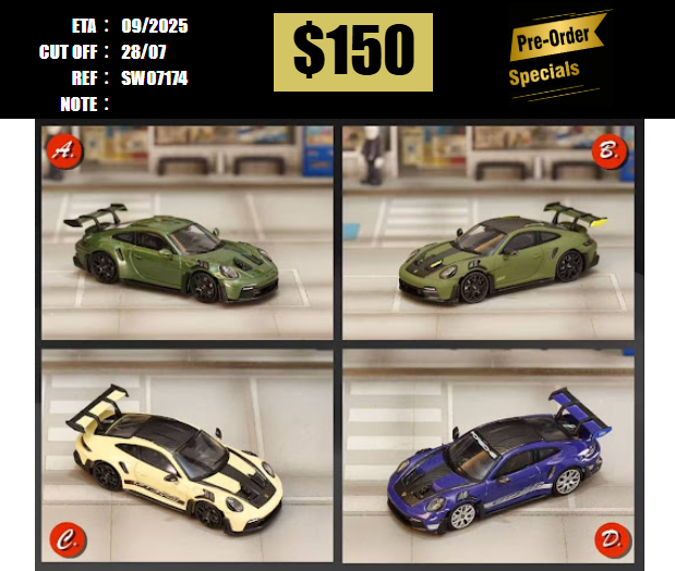 PO-$150 * STREET WEAPON * 1:64 992 GT3 RS YELLOW(C) [OD17/07]