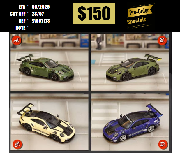 PO-$150 * STREET WEAPON * 1:64 992 GT3 RS MATT GREEN(B) [OD17/07]
