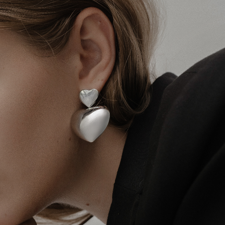 OUS Puffy Heart Drop Earrings 心鏡垂墜耳環