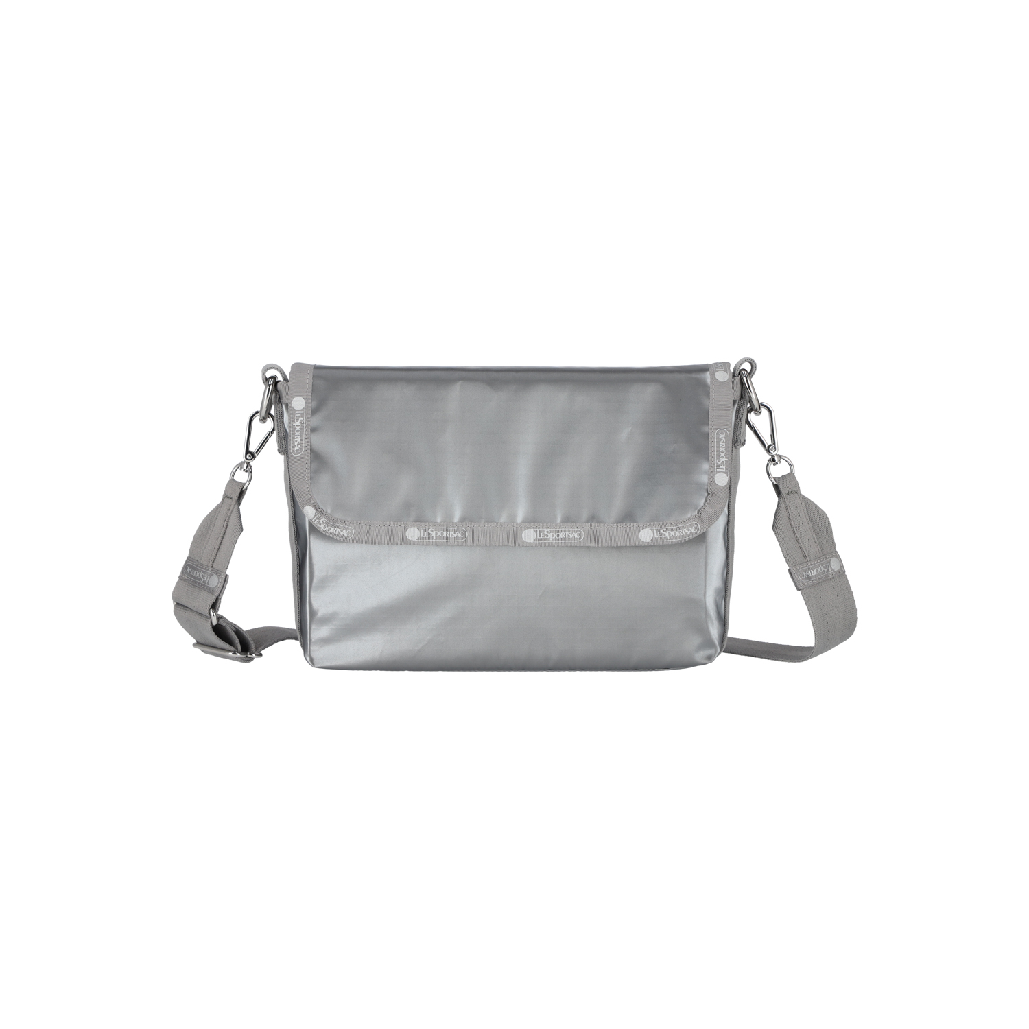 中型翻蓋斜背包 (GUNMETAL GRAY SHINE)