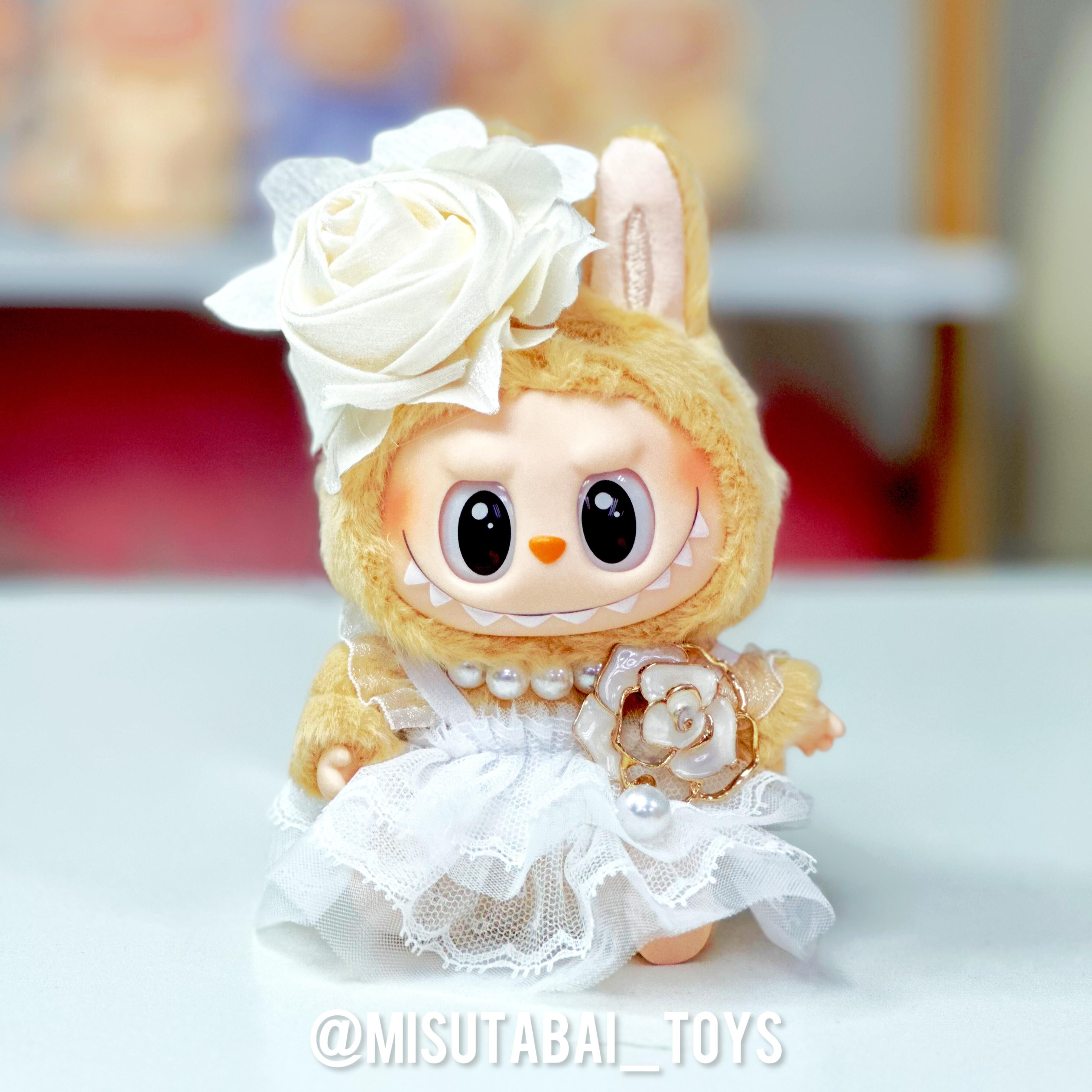 Doll Outfit Fashion F48 - White Lace Dress with Rose