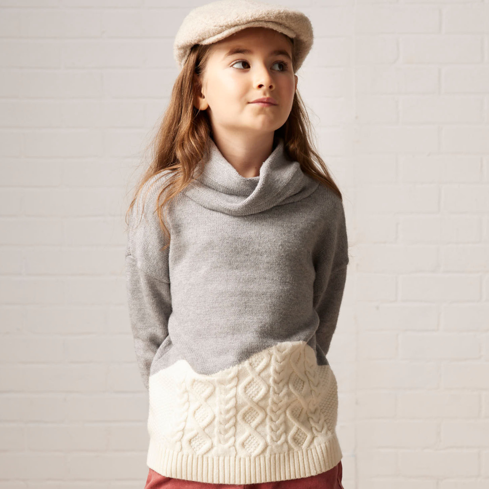 PIPPY冬日暖心麻花織紋高領毛衣 灰