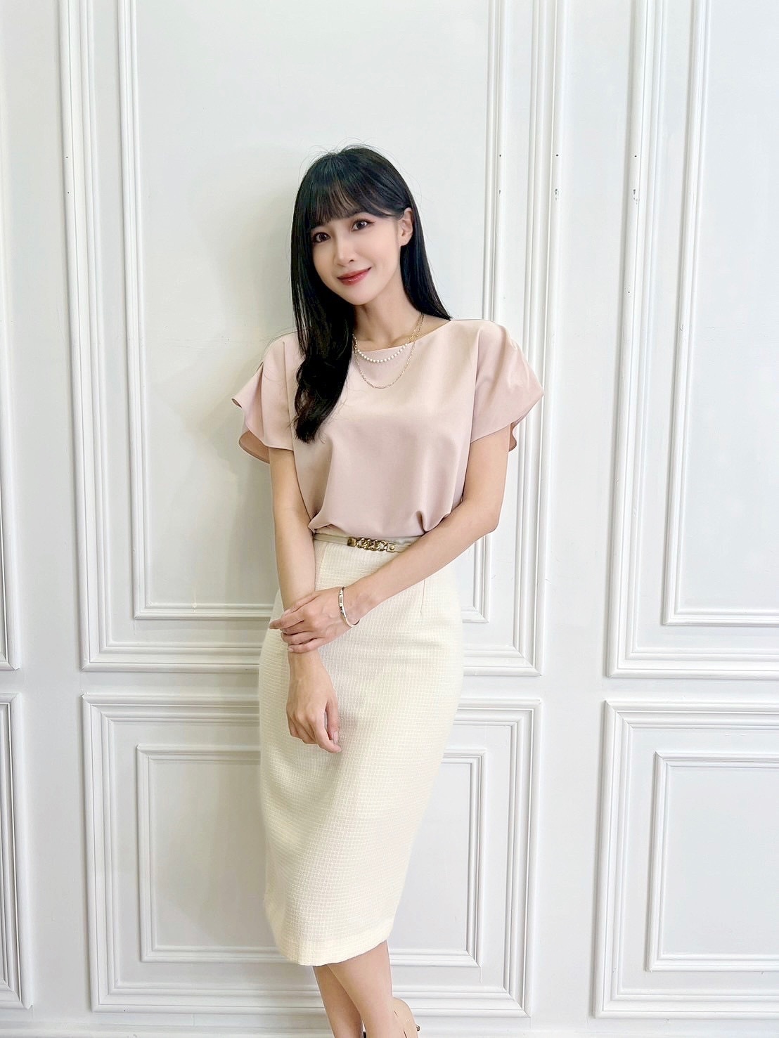 抓摺短袖素面上衣