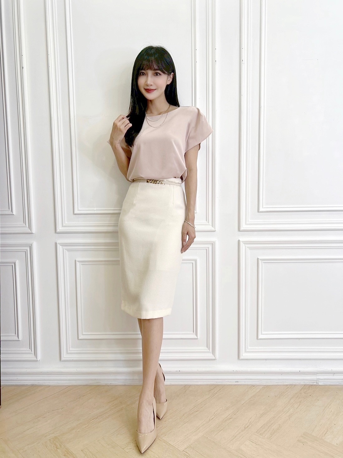 抓摺短袖素面上衣