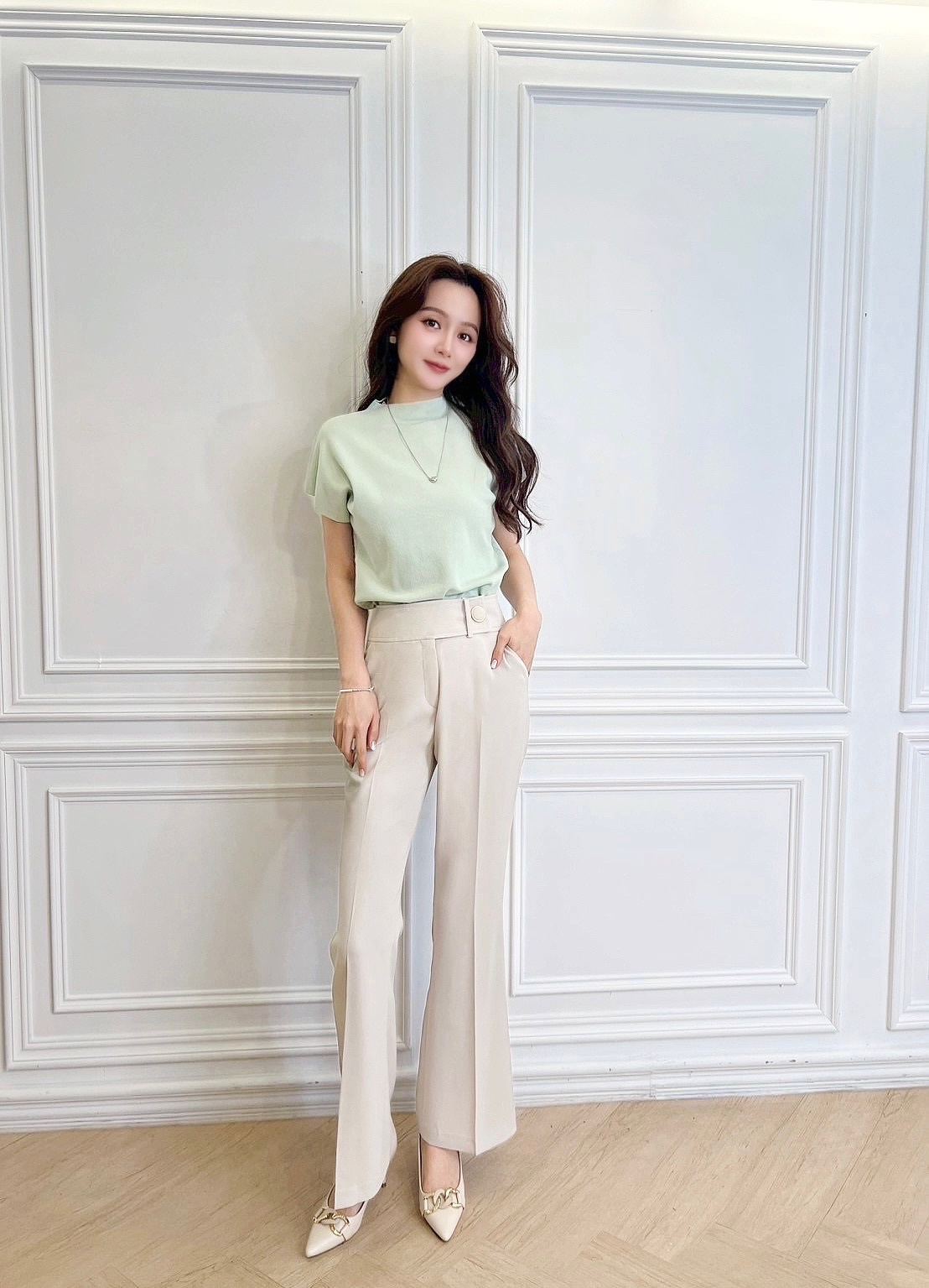 半領糖果短袖針織上衣