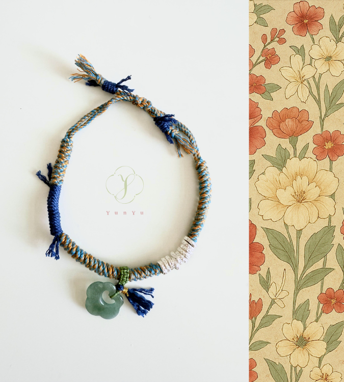 湖水藍翡翠 藍編繩