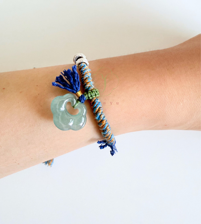 湖水藍翡翠 藍編繩