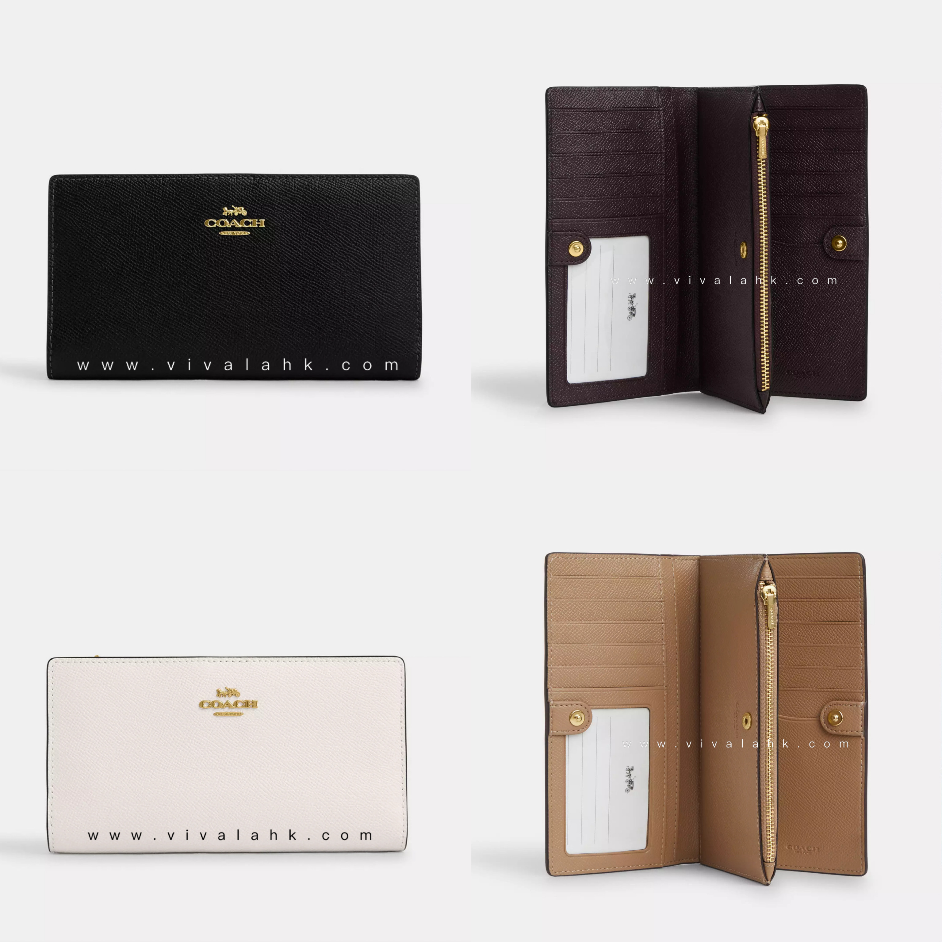 Coach - 2邊對摺長銀包 (十字皮) (CK444)