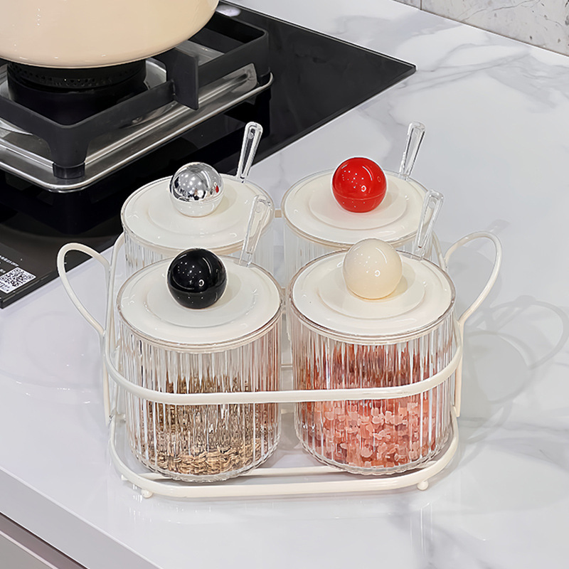 《6132》奶油球球調料罐+收納架組