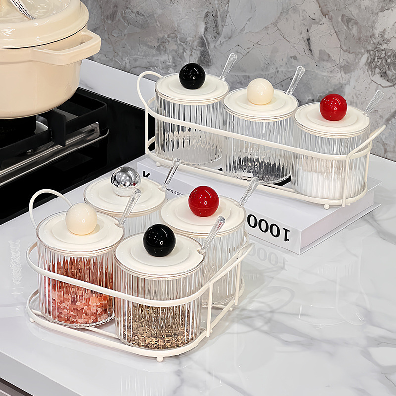 《6132》奶油球球調料罐+收納架組