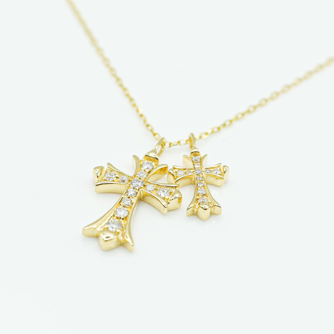 雙十字架鑽石項鍊0.20ct/18k