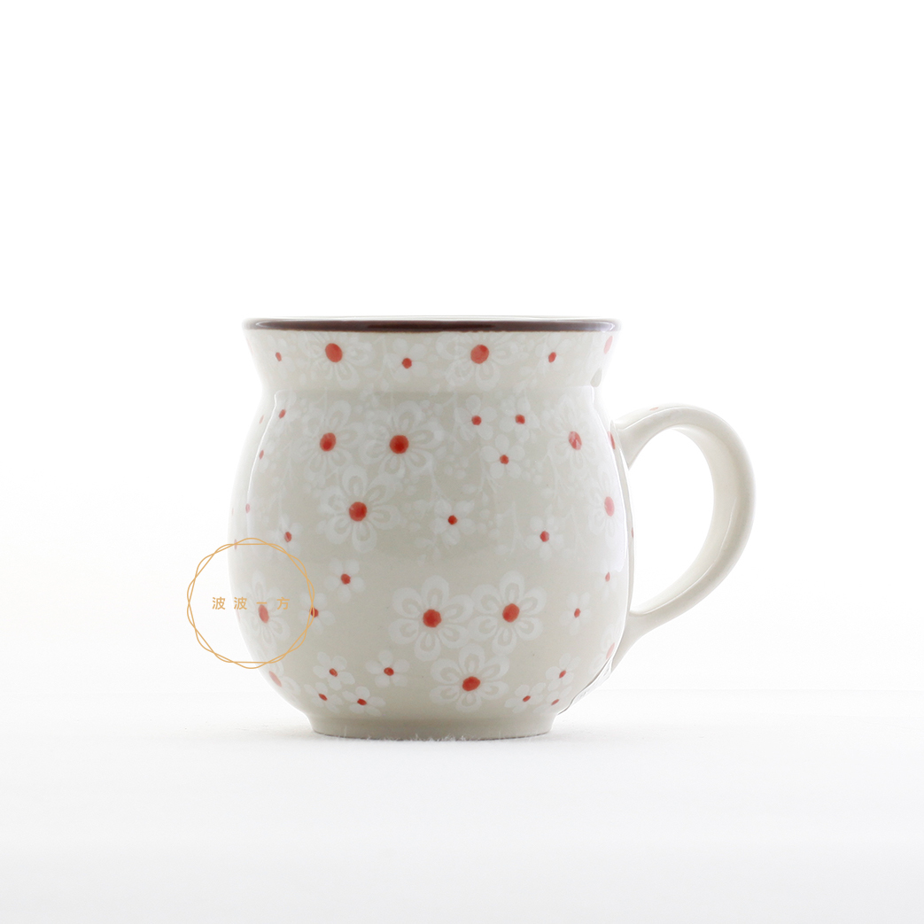 胖胖杯-小 -250ml-透明感小白花-紅點