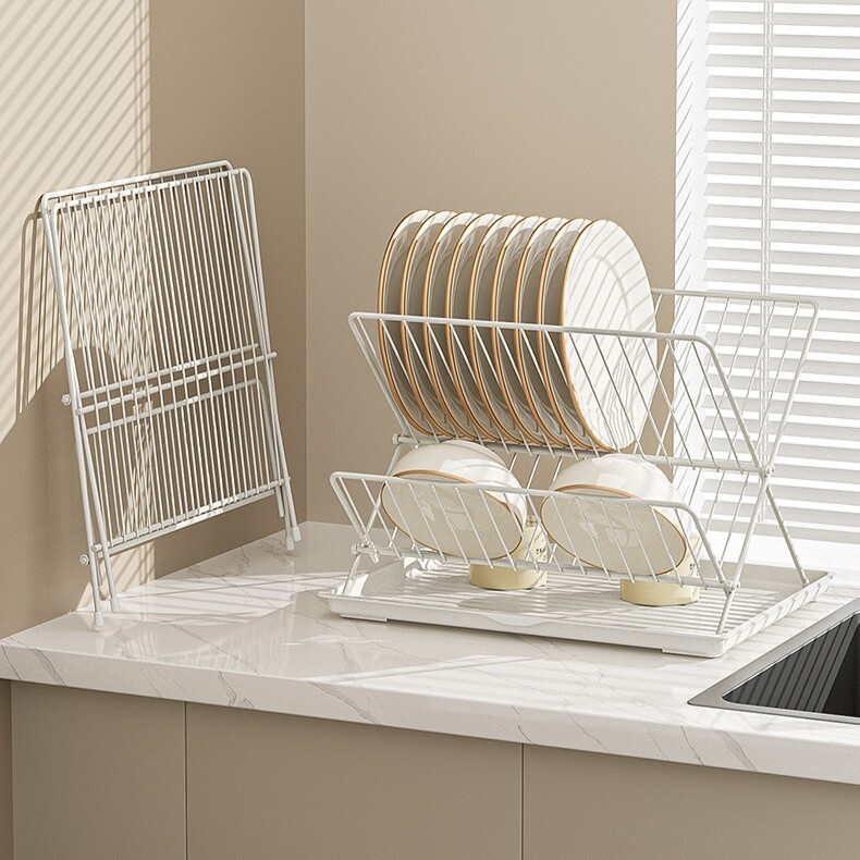 《6134》鐵藝可摺疊瀝水碗盤收納架