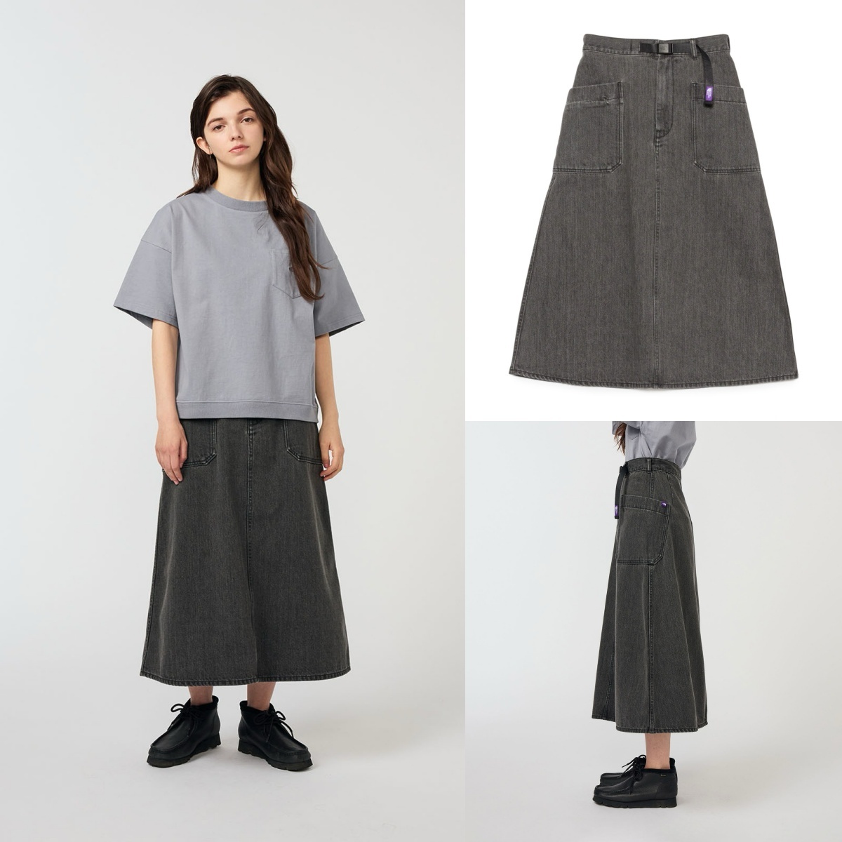 預購┃TNF 紫標 Denim Field Skirt A字 水洗 單寧 牛仔裙 後開岔 長裙