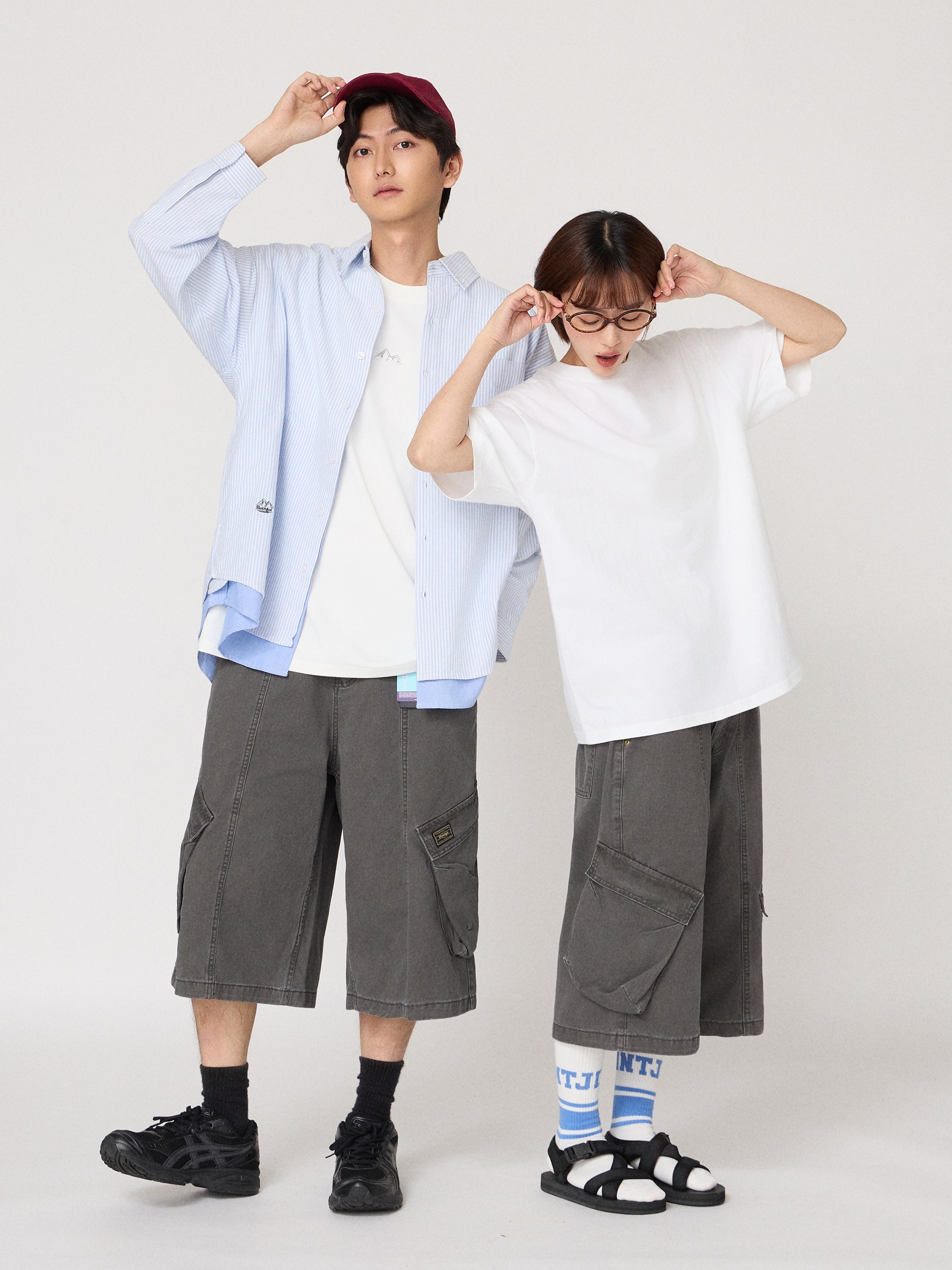 寬版大口袋七分褲