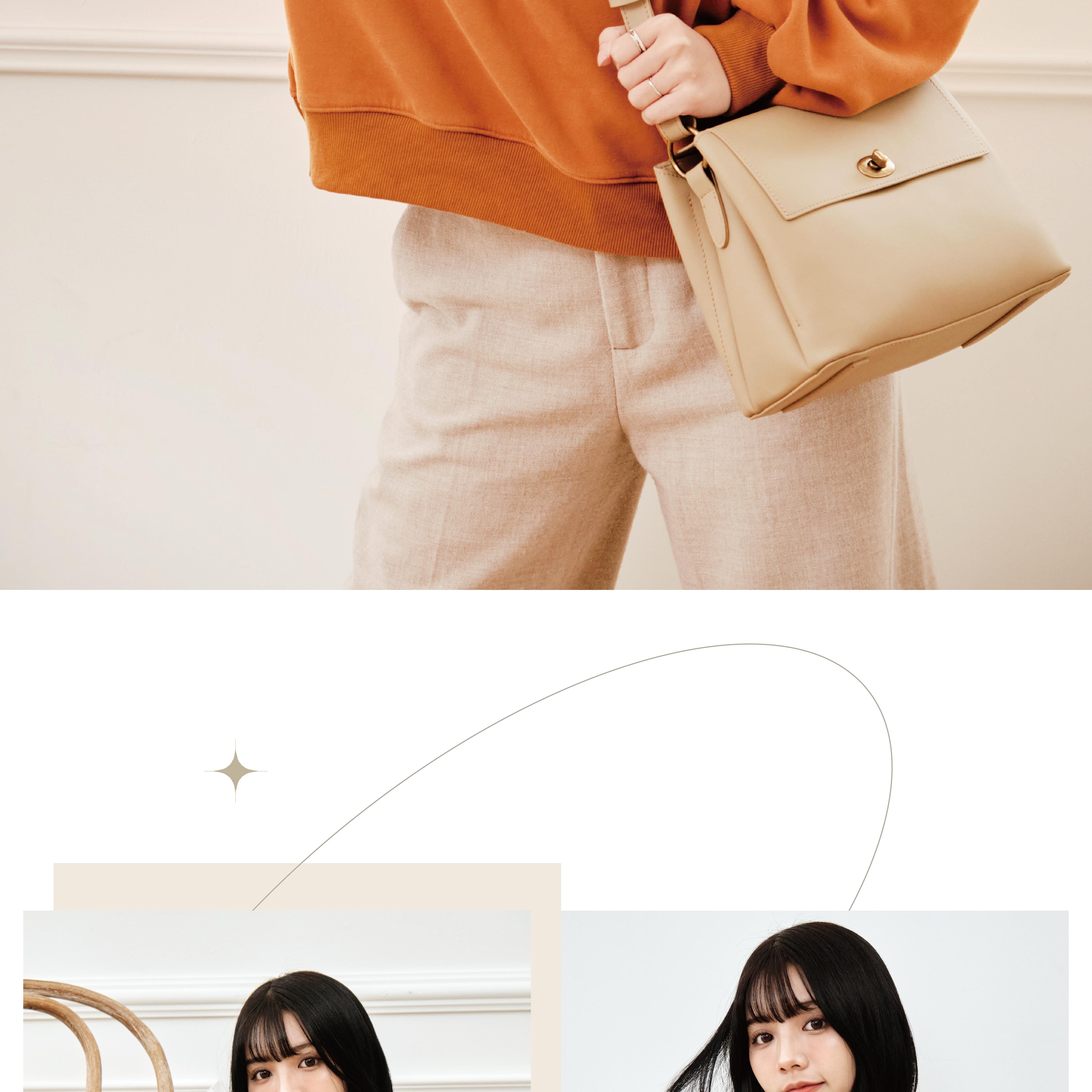 卡蘿真皮肩背包|扣式背帶設計 搭配霧面皮革細節升級