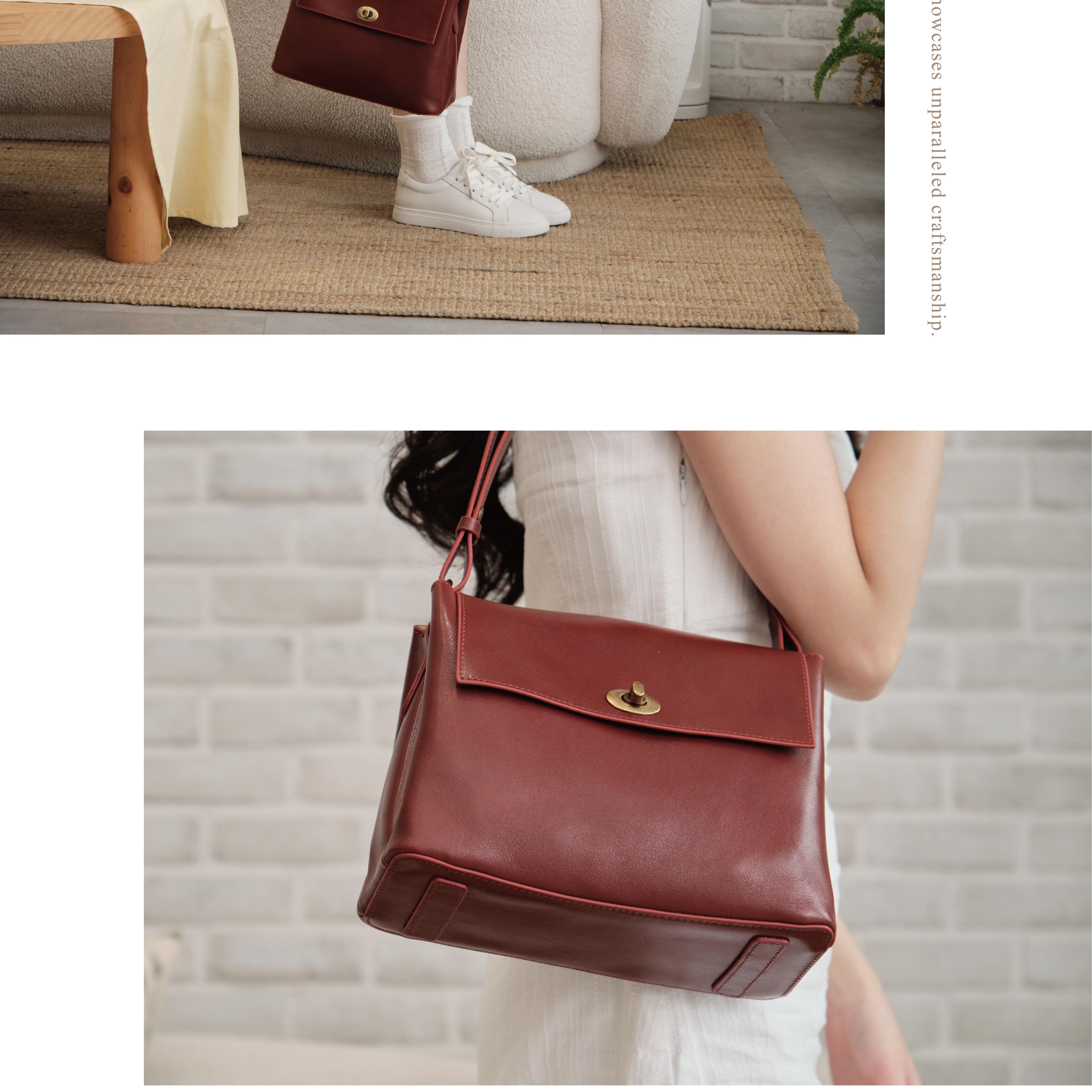 霧面油蠟紅皮革|隨時間使用更顯自然歲月痕跡,越背越有味道