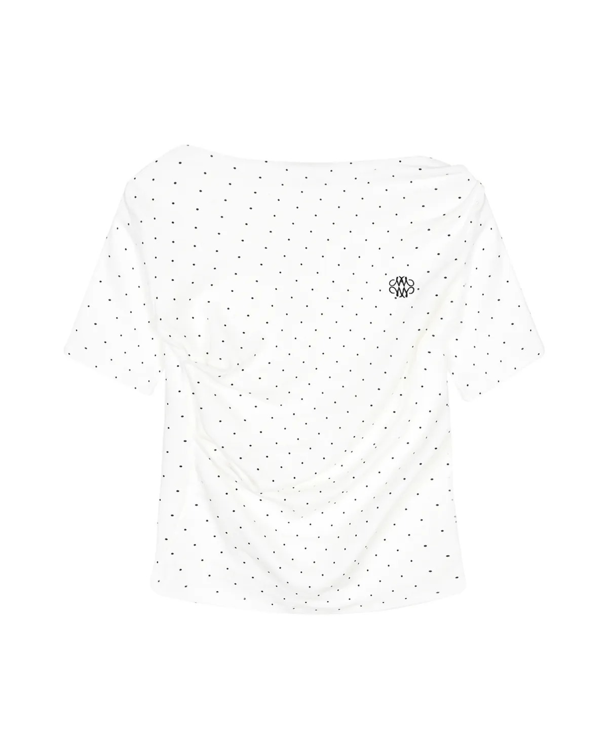 人気 Tシャツ[NICK&NICOLE] HALF SHIRRING DRAPE BOAT NECK TOP NICK&NICOLE] SHIRRING DRAPE BOAT NECK TOP (2 color