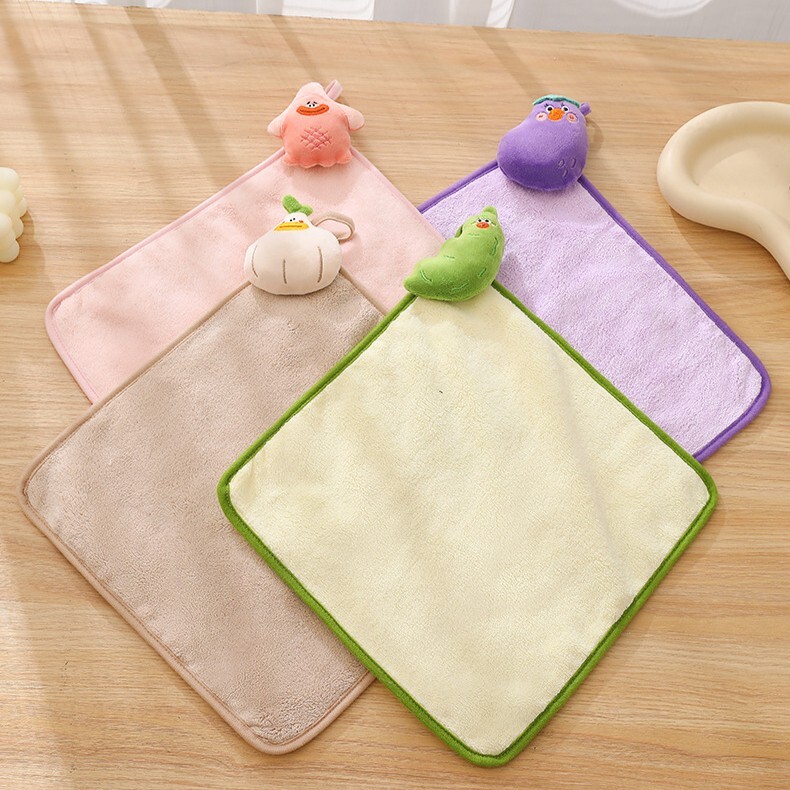 《6135》可愛小蔬菜珊瑚絨擦手巾