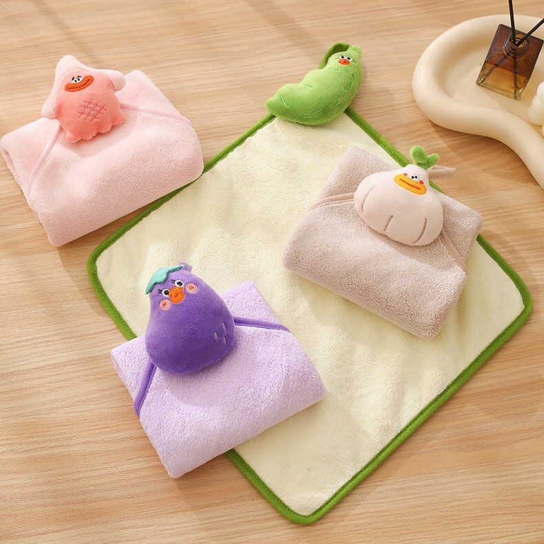 《6135》可愛小蔬菜珊瑚絨擦手巾