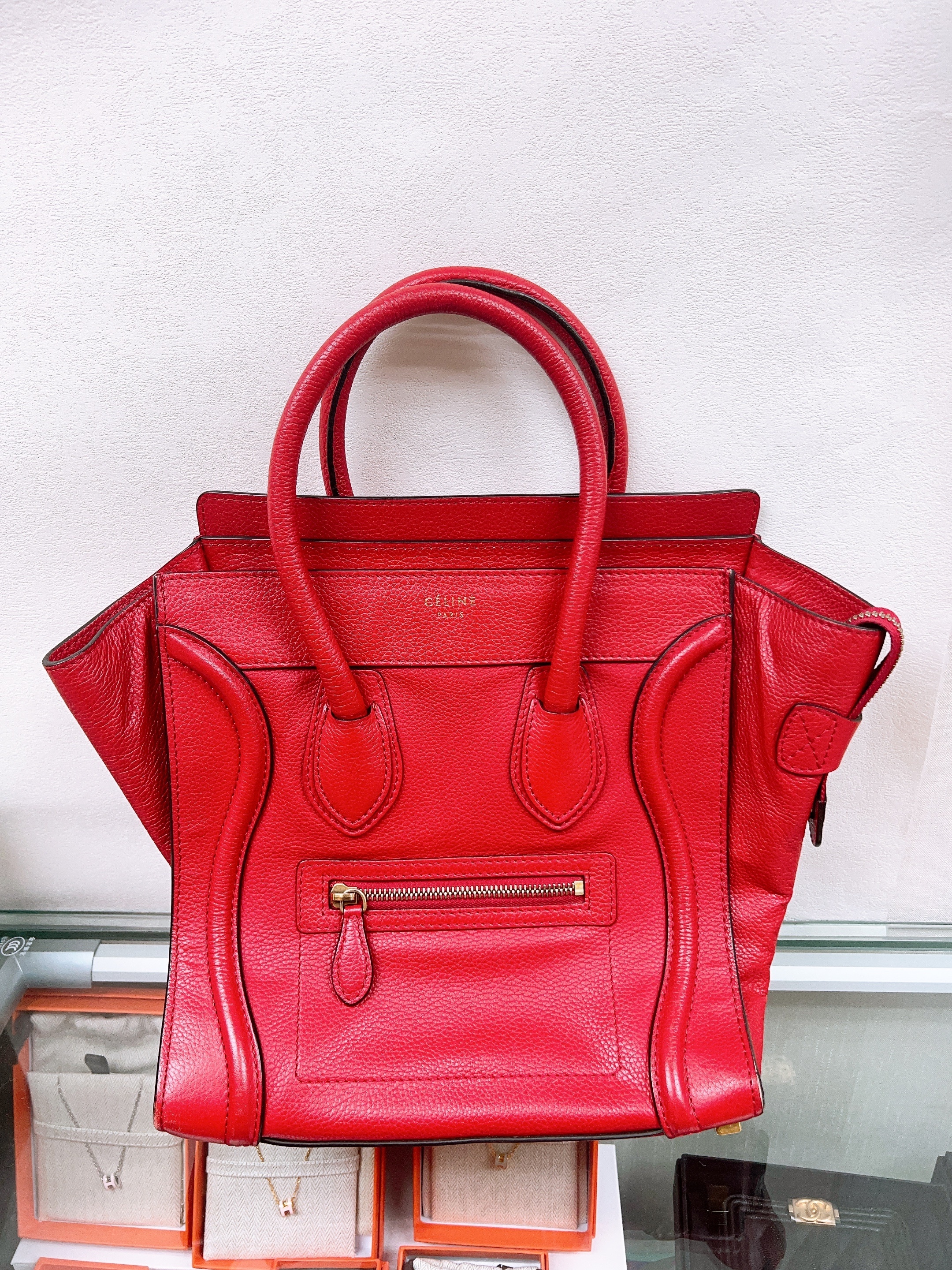 Celine luggage micro red