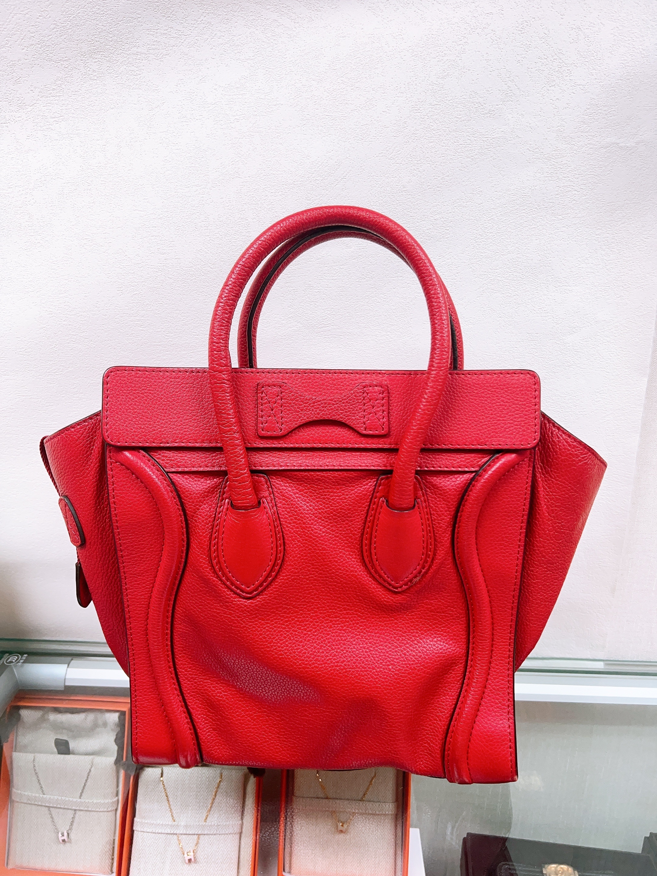 Celine luggage micro red