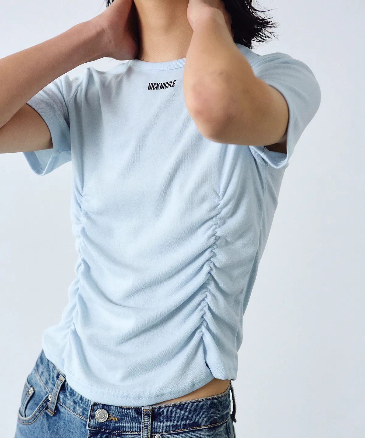 韓国女子 シャーリングT[NICK&NICOLE] SIDE HOLE SHIRRING TOP ànuke online store（アンヌーク） / Shirring Short