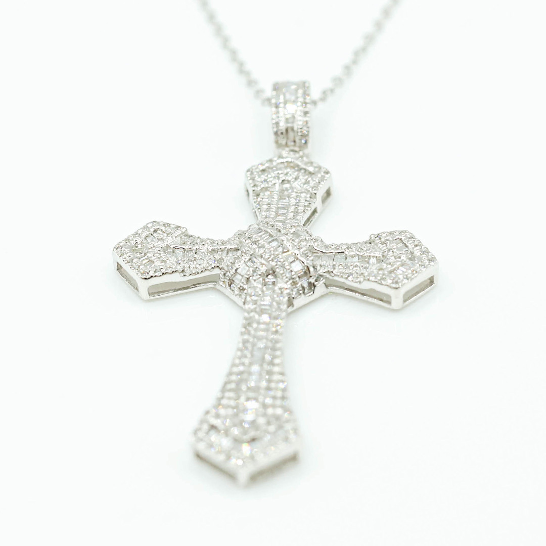 十字架鑽石項鍊1ct/18k