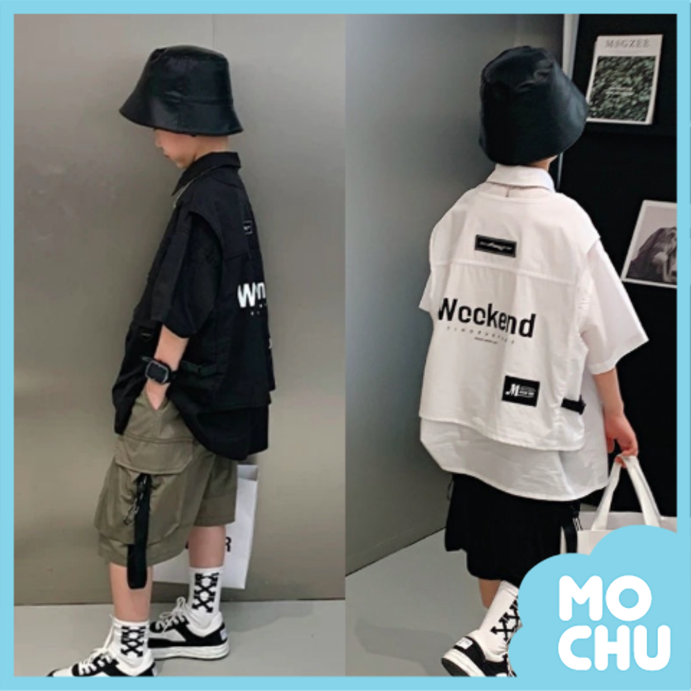 (120cm現貨)假兩件大口袋寬版襯衫