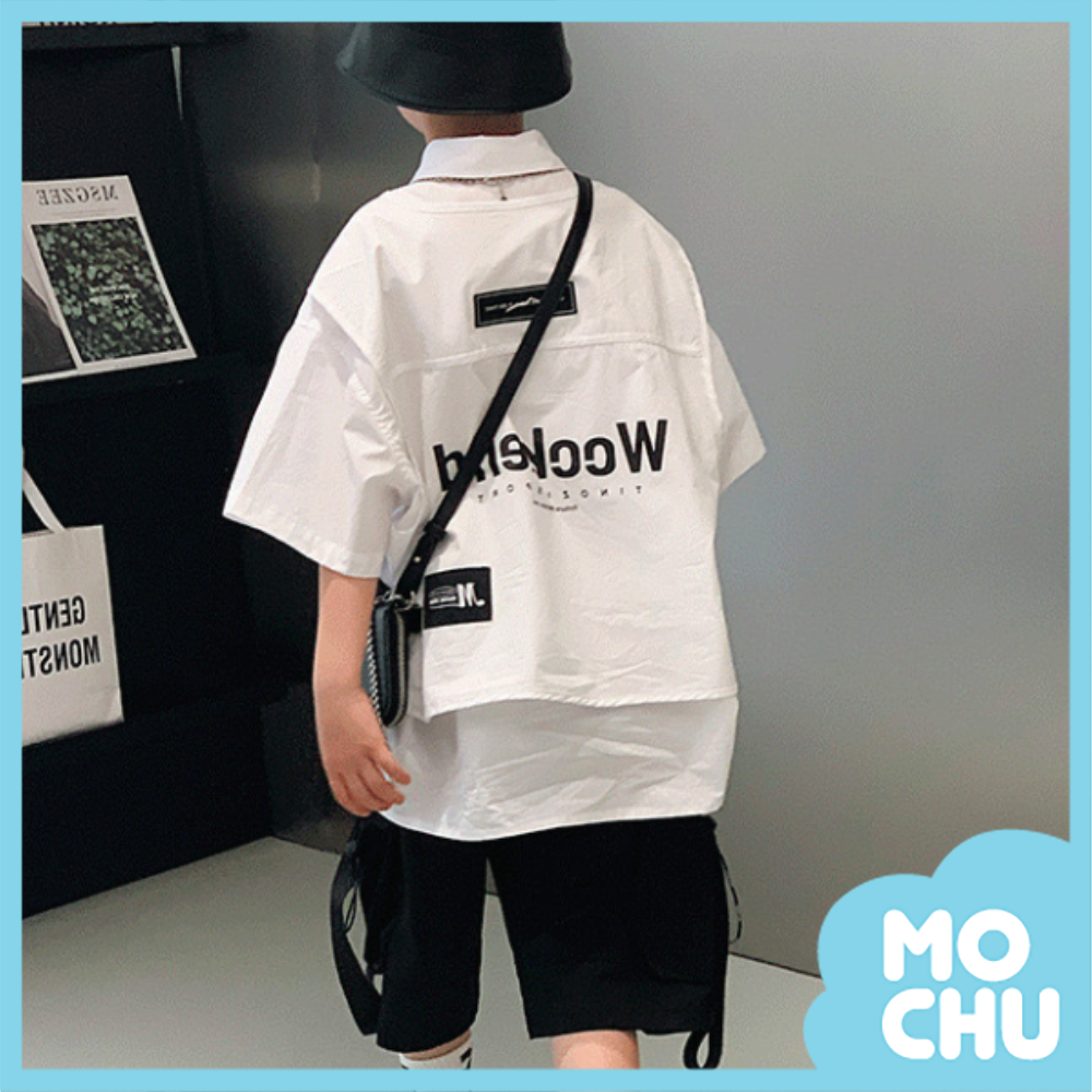 (120cm現貨)假兩件大口袋寬版襯衫