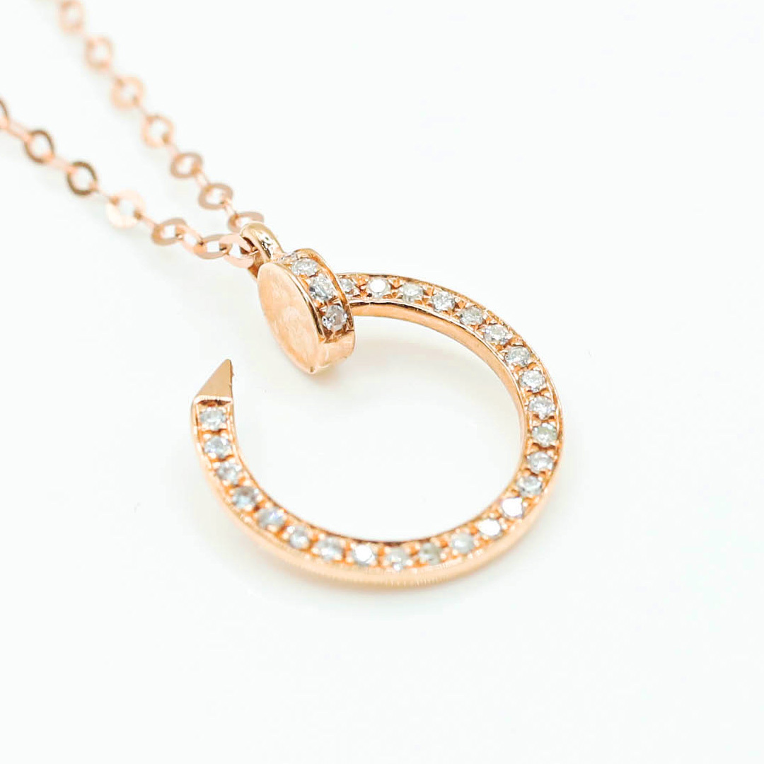 玫瑰金鉤子鑽石項鍊0.12ct/18k